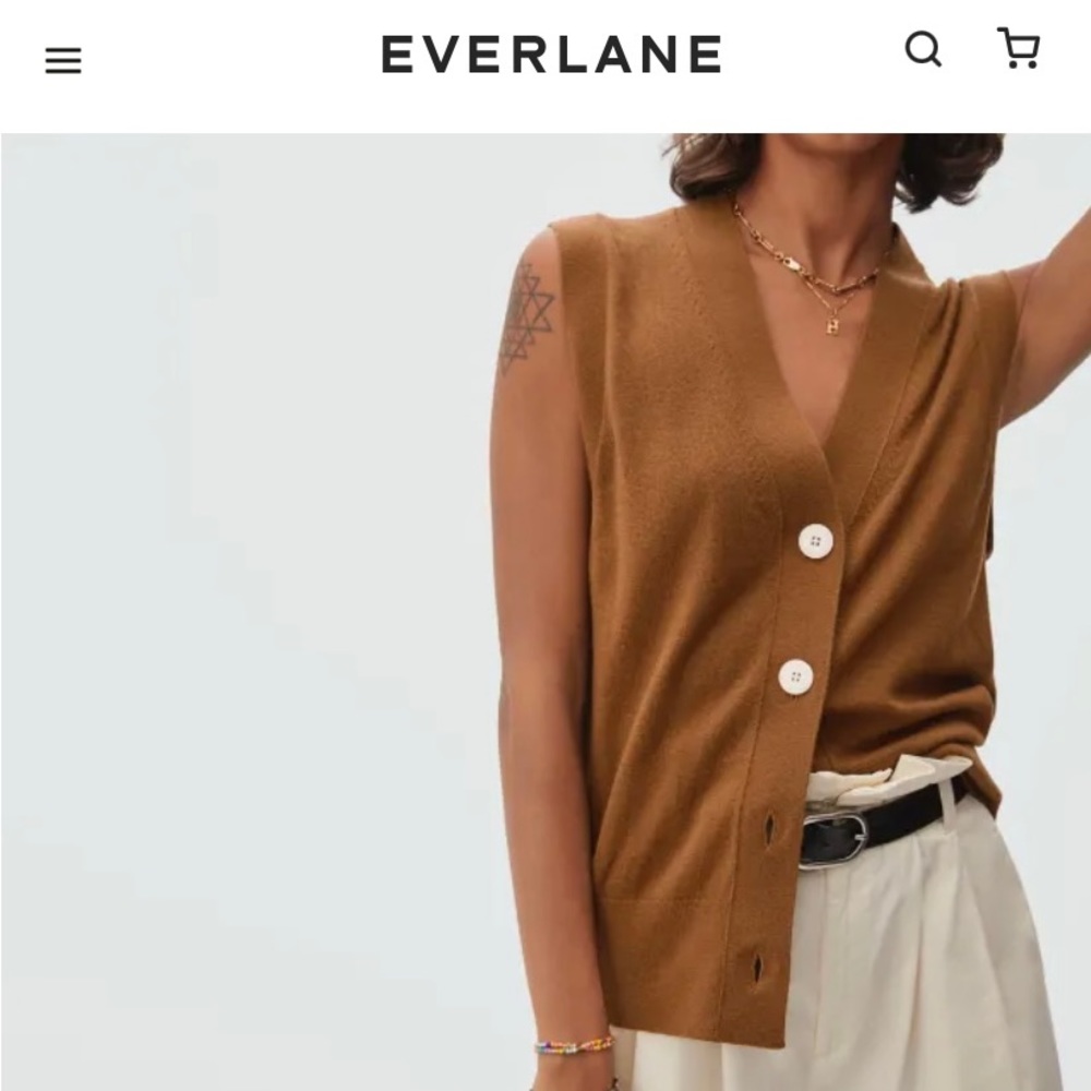 The cotton merino sweater vest brown XS